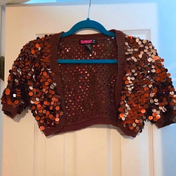 Chocolate disco shall crop sweater size small/ medium - Picture 1 of 1
